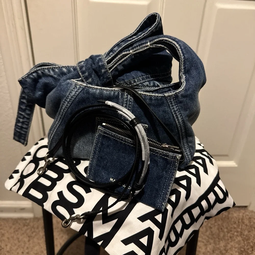 Marc Jacobs Denim Mini Sack Bag in Classic Blue - Picture 5 of 7